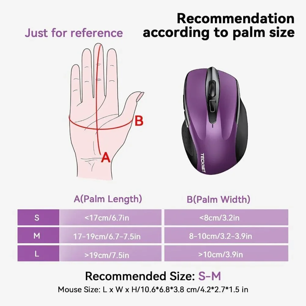 ✨Mouse Purpel Wireless 2.4G Ergonomic Optical Computer Mouse 6 Button for Laptop